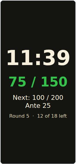 Snowman Poker League phone screen during play